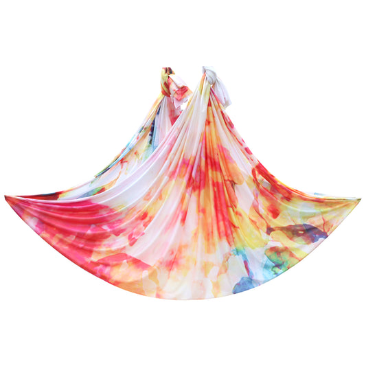 Aerial Hammock Yoga Kit - Find Serenity and Balance Through Graceful Movements - Watercolor Printed Indoor Swing