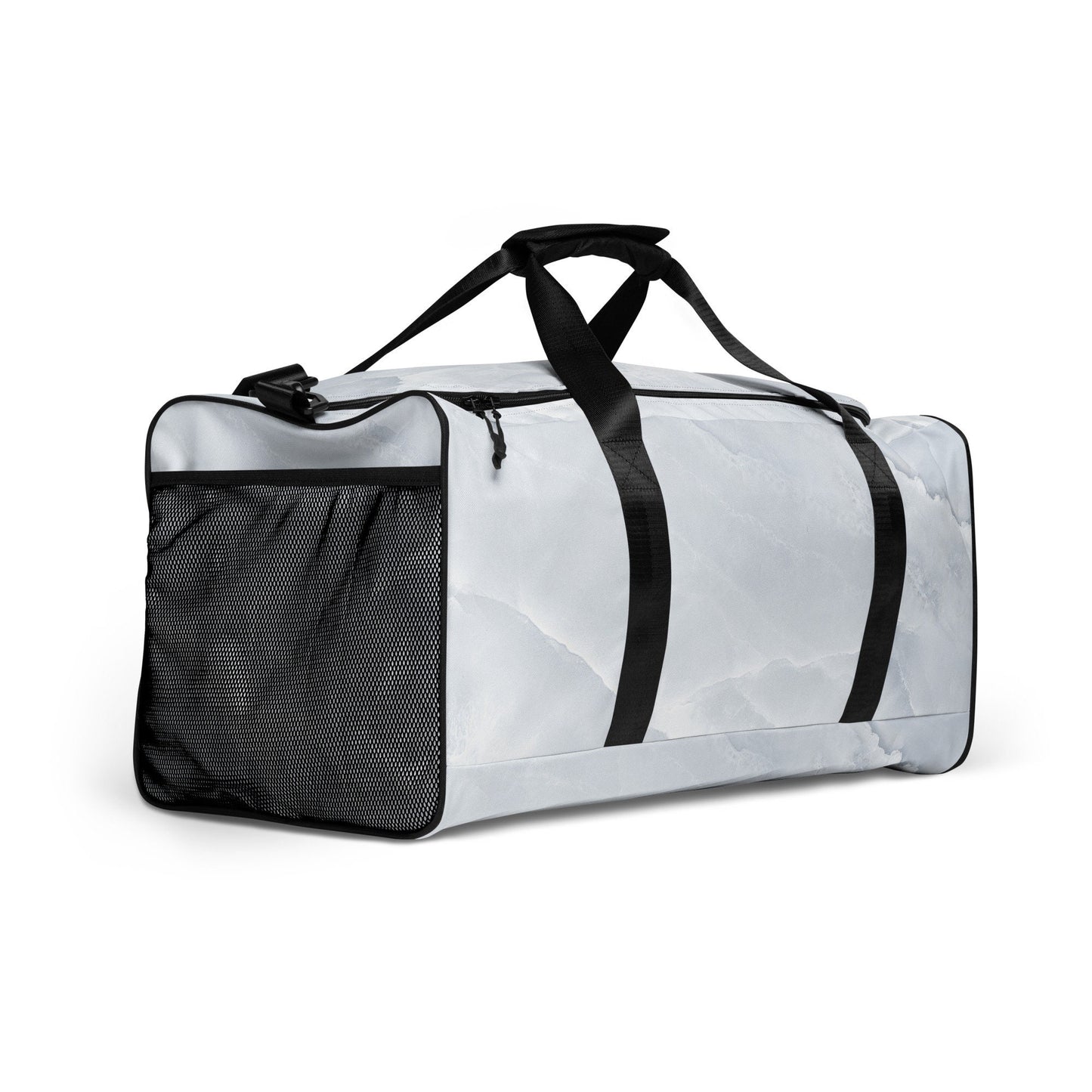 White Marble Print Sports Duffle - Stone Design Work out Gym Bag