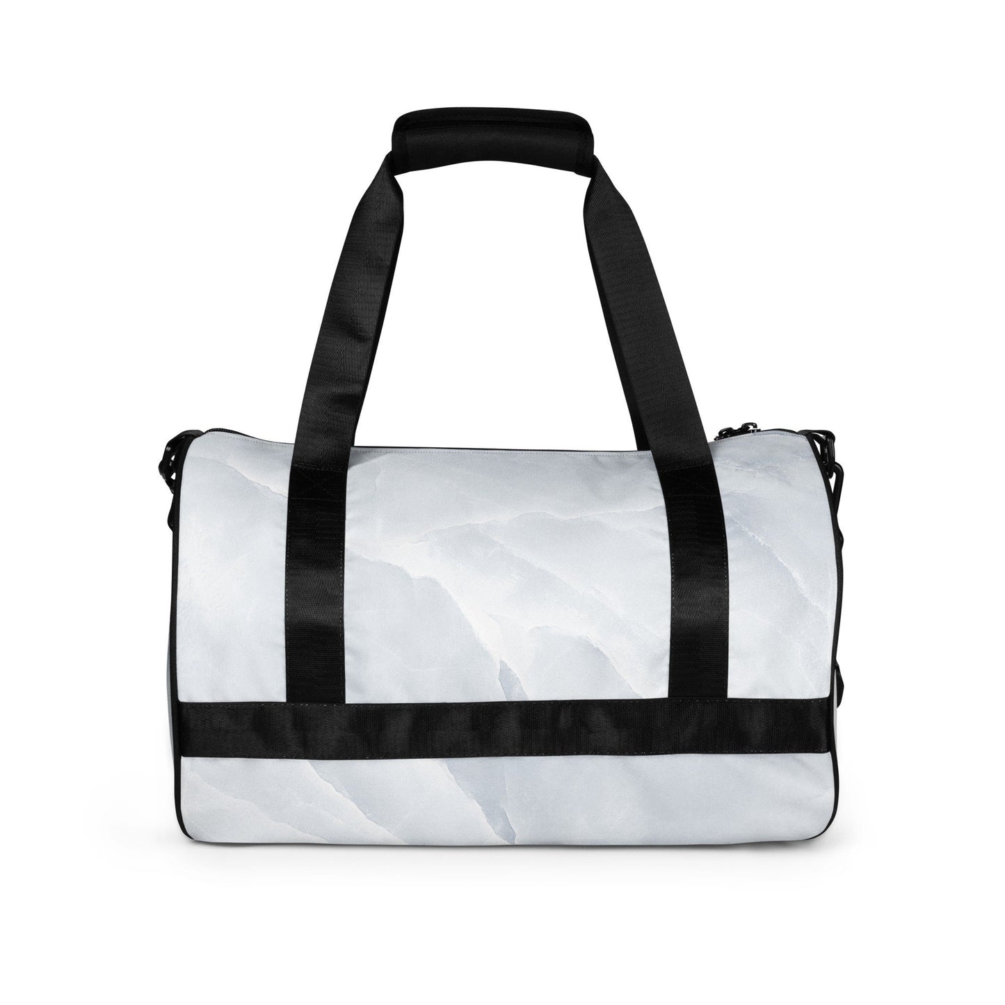 White Marble Print Sports Duffle - Stone Design Work out Gym Bag - All Over Printed Round Carrier