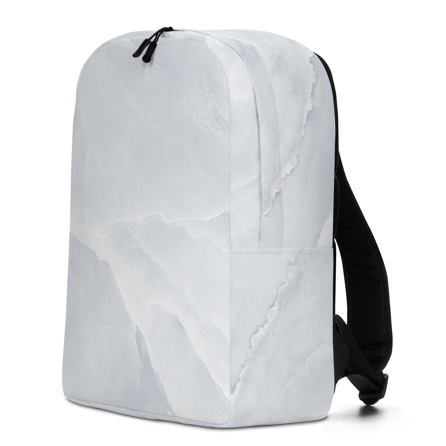 White Marble Print Minimalist Backpack  - Stone Design Carrier Bag