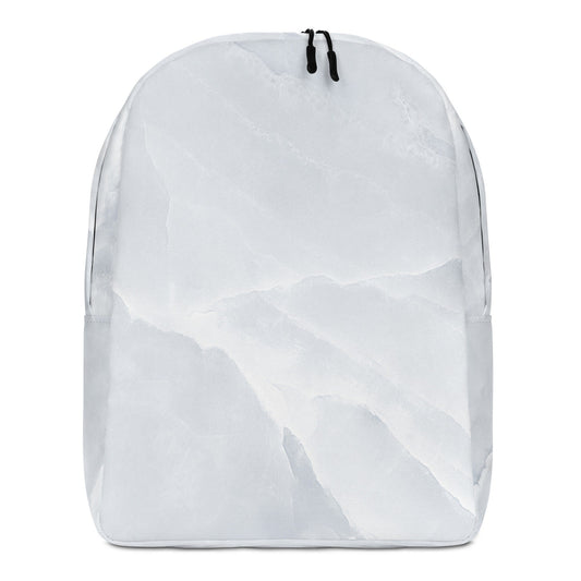 White Marble Print Minimalist Backpack  - Stone Design Carrier Bag