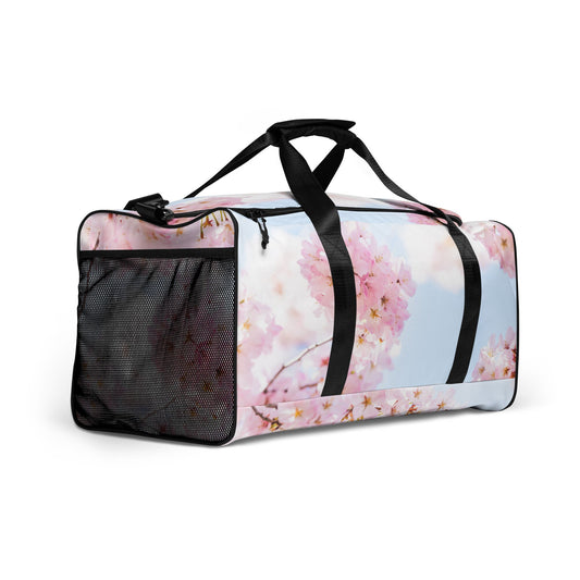 Cherry Blossom Print Work Out Duffle Bag - Flower Picture Carrier