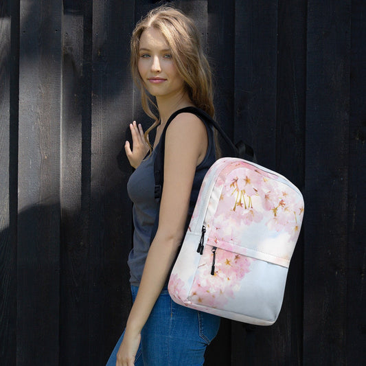 Cherry Blossom Print School Backpack - Floral Design Carrier Bag