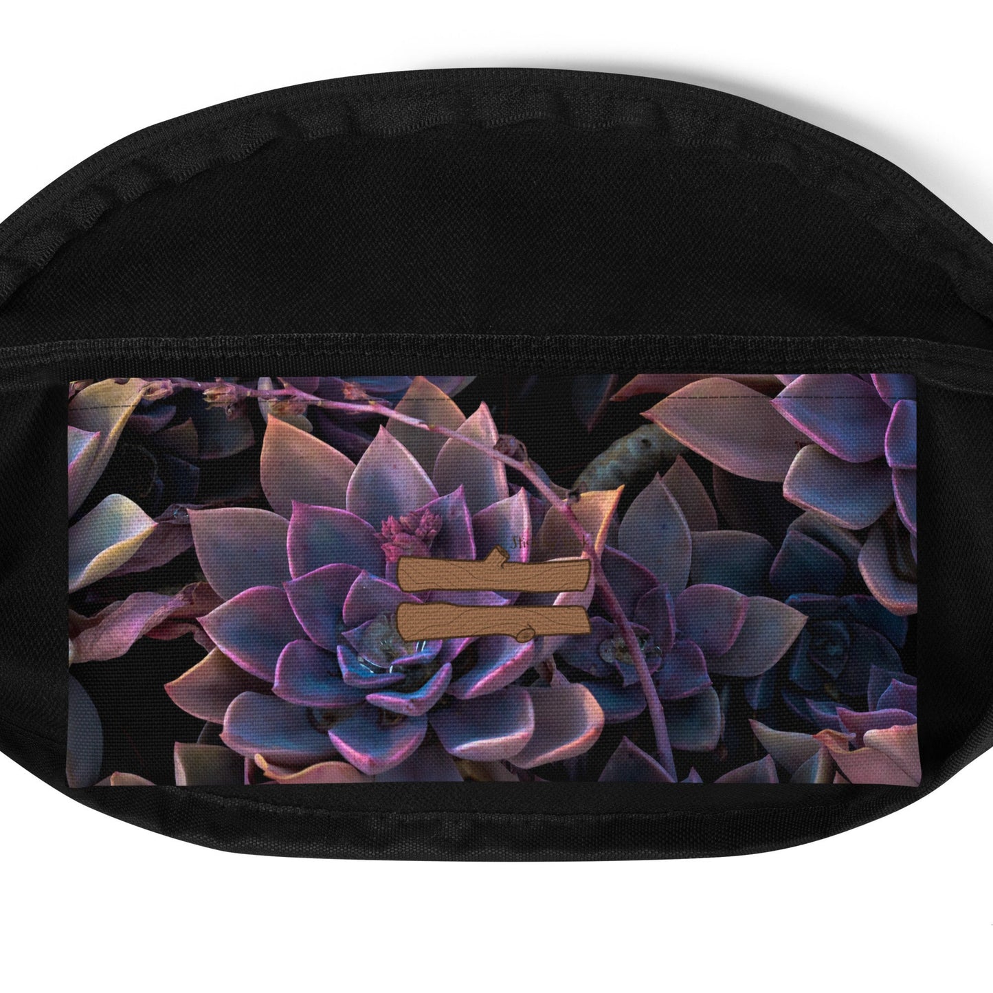 Purple Succulent Print Fanny Pack - Flower Picture Carrier Bag