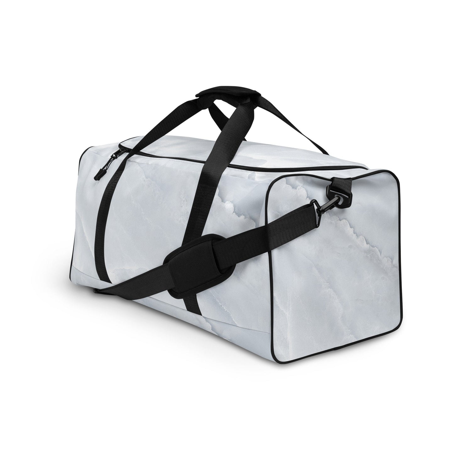 White Marble Print Sports Duffle - Stone Design Work out Gym Bag