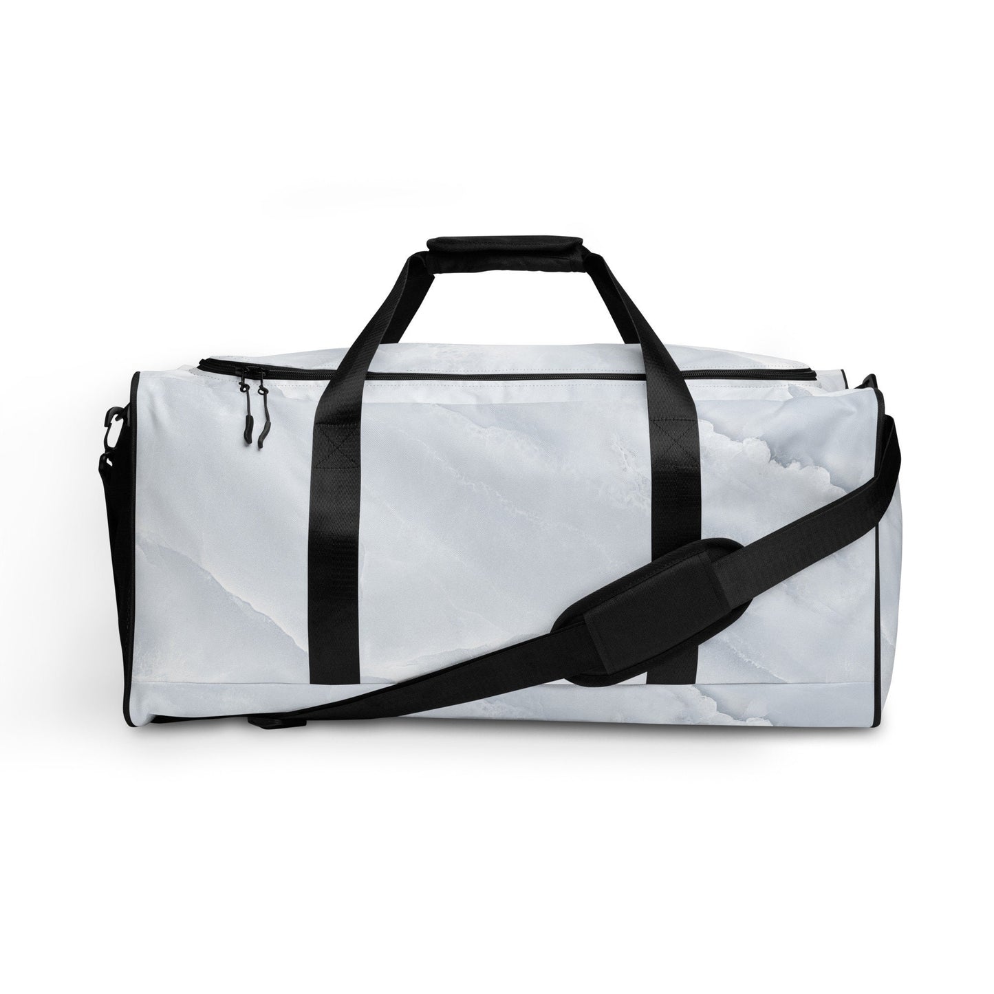 White Marble Print Sports Duffle - Stone Design Work out Gym Bag