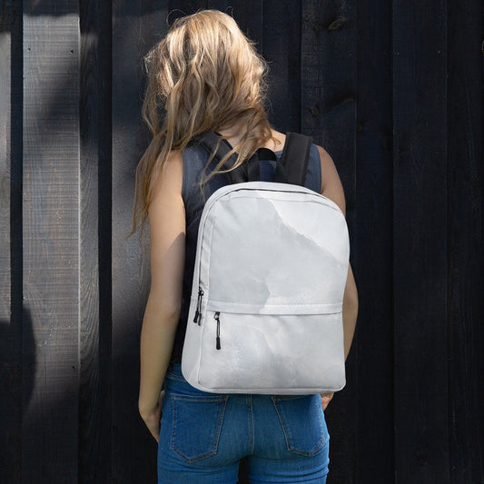 White Marble Print School Backpack  - Stone Design Carrier Bag