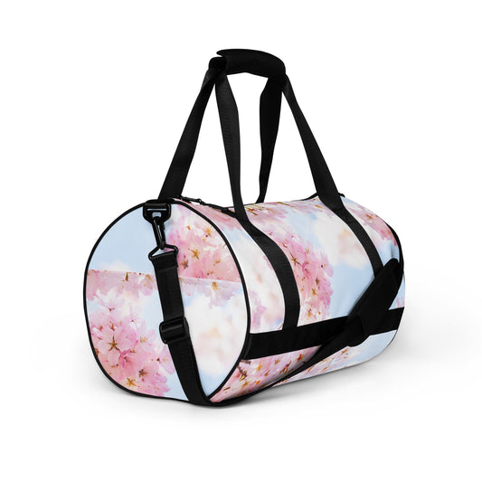 Cherry Blossom All Over Print Round Gym Bag - Flower Picture Carrier