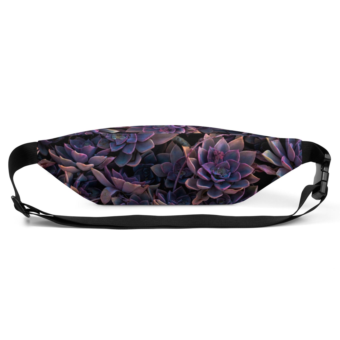 Purple Succulent Print Fanny Pack - Flower Picture Carrier Bag