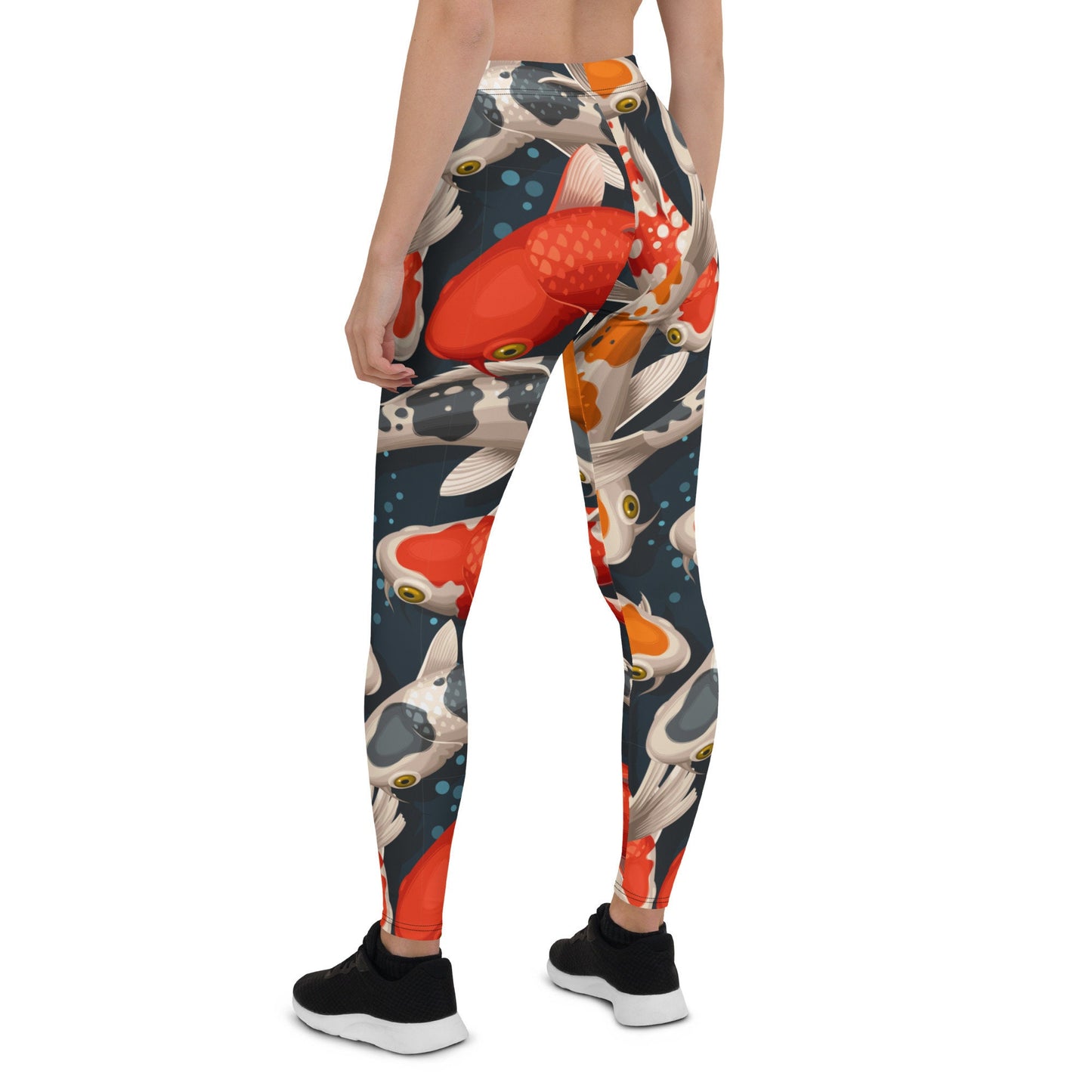 Koi Fish Women's Printed Legging - Koi Printed Stretch Pants for Women - Colorful Fish Patterned Leggings - Cute Polyester Spandex Leggings