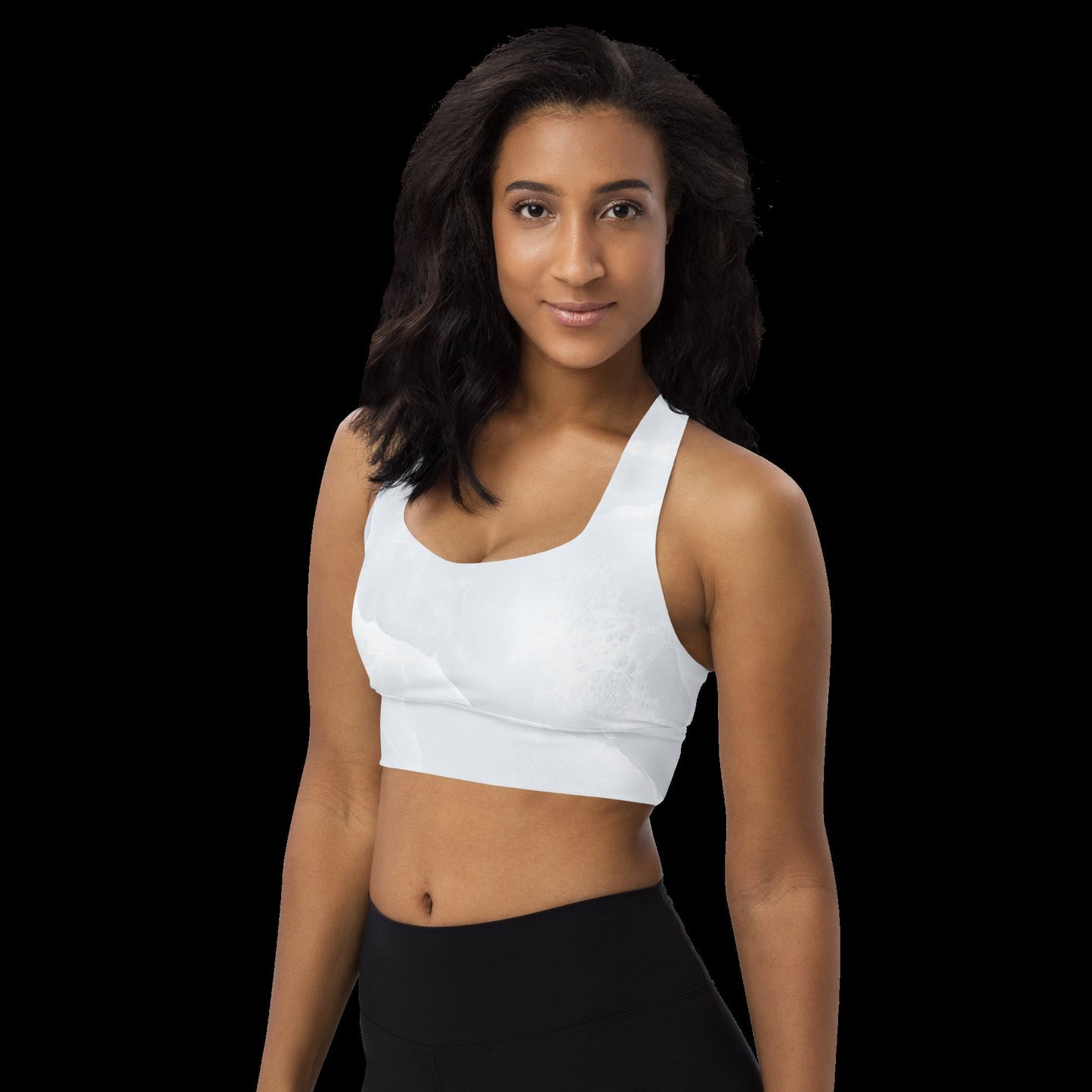 White Marble Stone Sports bra - White Stone Longline High Impact Sports Bra - Stone Design Fashion Activewear - Plus Size Yoga Bra for Women