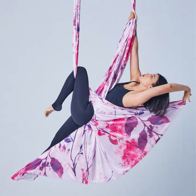 Summer Print Aerial Hammock Pose by Stick by Stick Designs